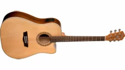Washburn Harvest Dreadnought Cutaway Electric Acoustic Guitar, Natural Satin