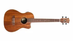 Tiki ‘9 Series’ Koa Solid Top Electric Cutaway Baritone Ukulele With Hard Case (Natural Satin)